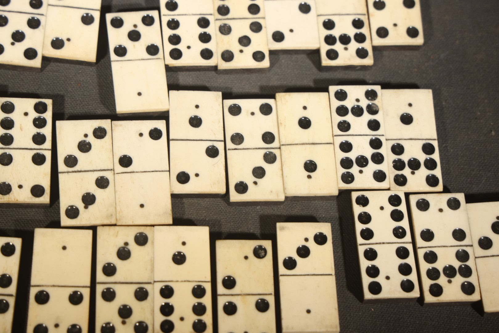 Antique Bone and Ebony Wood Domino Set, Incomplete