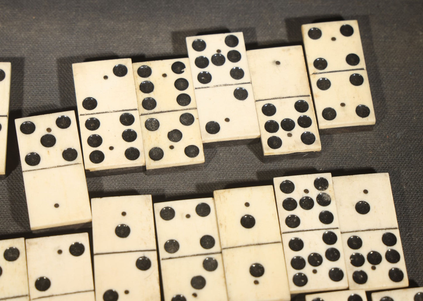 Antique Bone and Ebony Wood Domino Set, Incomplete
