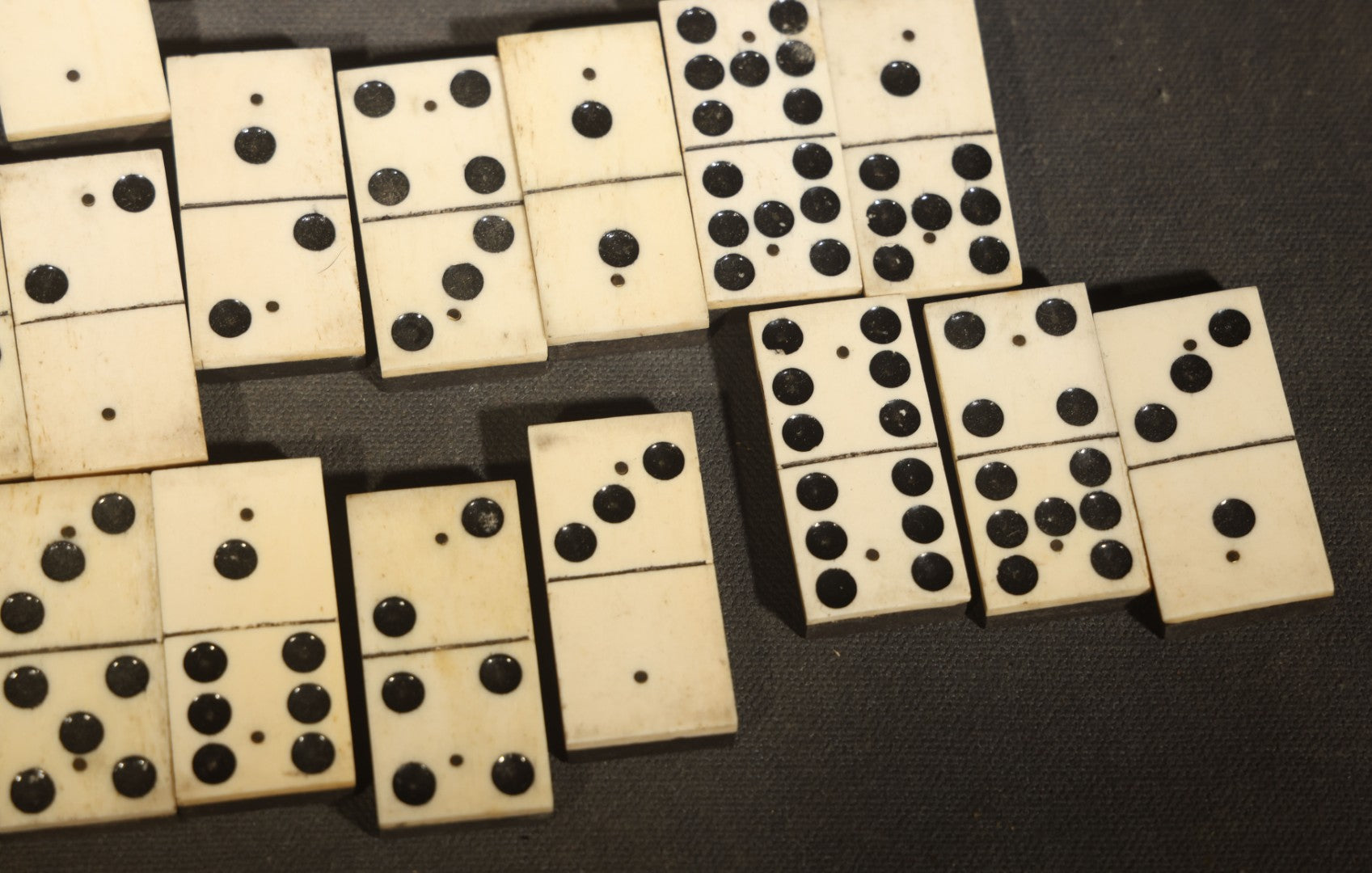 Antique Bone and Ebony Wood Domino Set, Incomplete