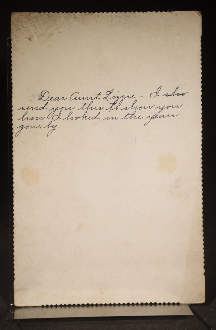 Antique Cabinet Card Photograph Novelty Titled "The Development of Man" and "Darwin's Theory Verified," Composite Oval Portraits of One Man Across 35 Years, Inscribed to "Aunt Lizzie," Photographed by Hirst & Henry, Princeville, Illinois