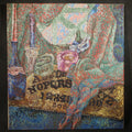 Lot 001 - Vintage Pointillist Oil Painting on Canvas, Still Life with Ouija Board, Bottles, and Glassware, Signed Leah Storey, Circa 1990s, 24" W x 26-1/4" H