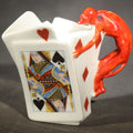 Lot 005 - Antique Royal Bayreuth Porcelain Devil and Cards Figural Creamer with Red Devil Handle, Bavaria, Germany, 3-3/4" H