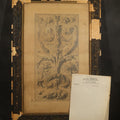 Lot 009 - Antique Framed Pencil and Pastel Ornamental Scrollwork Study by Monument and Headstone Maker F. E. Fredette, Linwood, Massachusetts, 1900, with Four Sheets of Business Letterhead, 19-1/4" W x 28-3/8" H
