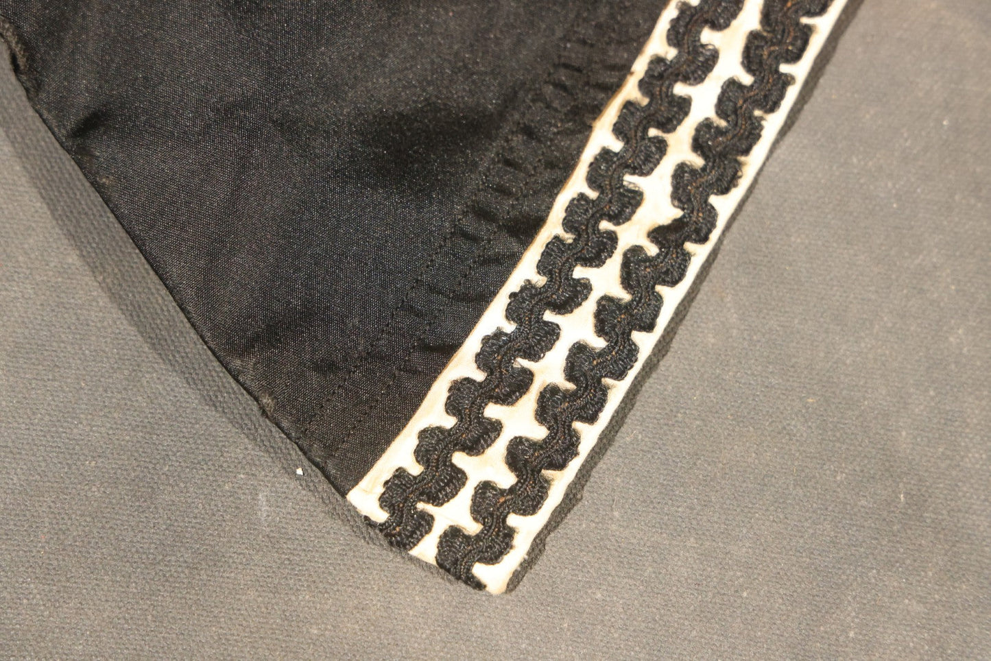 Antique Black Victorian / Edwardian Bodice with Braided Trim and Contrast Front Edging
