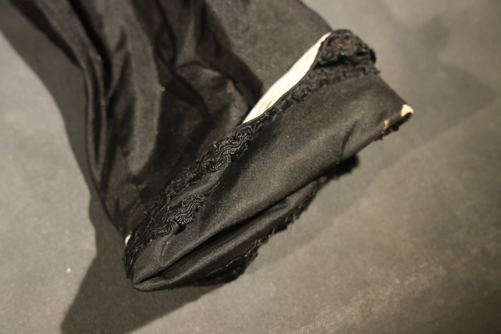 Antique Black Victorian / Edwardian Bodice with Braided Trim and Contrast Front Edging