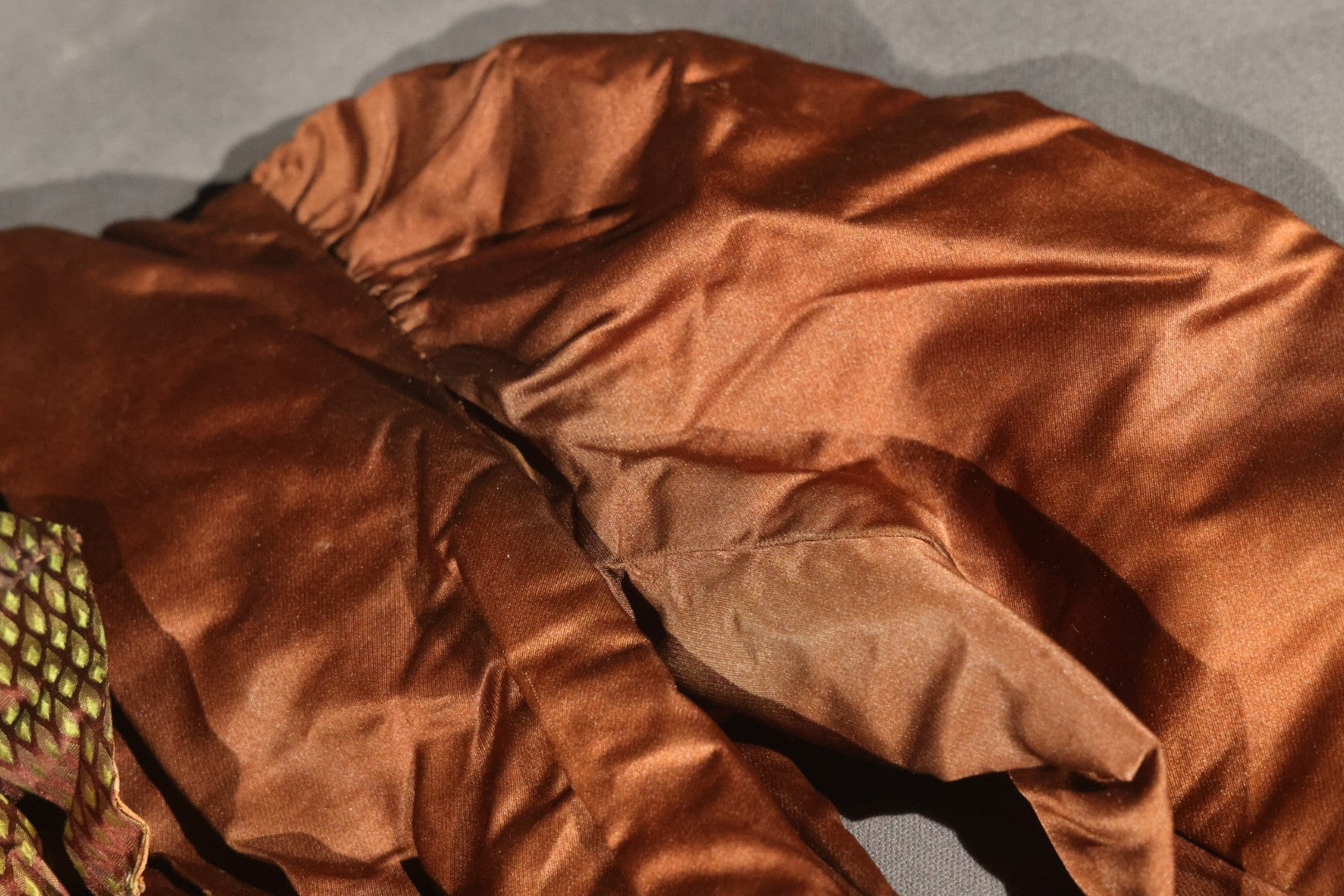 Antique Brown Victorian / Edwardian Bodice with Diamond-Patterned Contrast Trim and Boned Interior
