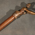 Lot 012 - Modern Figural Lost Wax Cast Bronze and Beechwood Walking Cane with "Woman Swimmer" Handle, Manufactured by Tienda De Bastones, Spain, 37-3/8" H