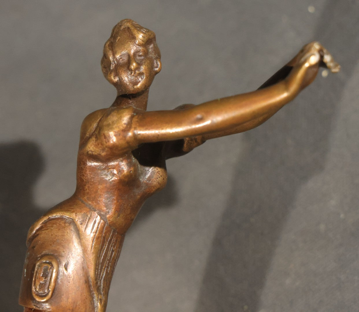 Modern Figural Lost Wax Cast Bronze and Beechwood Walking Cane with "Woman Swimmer" Handle, Manufactured by Tienda de Bastones, Spain