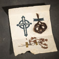 Lot 013 - Antique Greek Folded Letter Sheet with Mourning Keepsake Contents Including Lock of Hair, Dried Flowers, and Cut-Paper Cross, Postmarked Athens, Greece, 1867