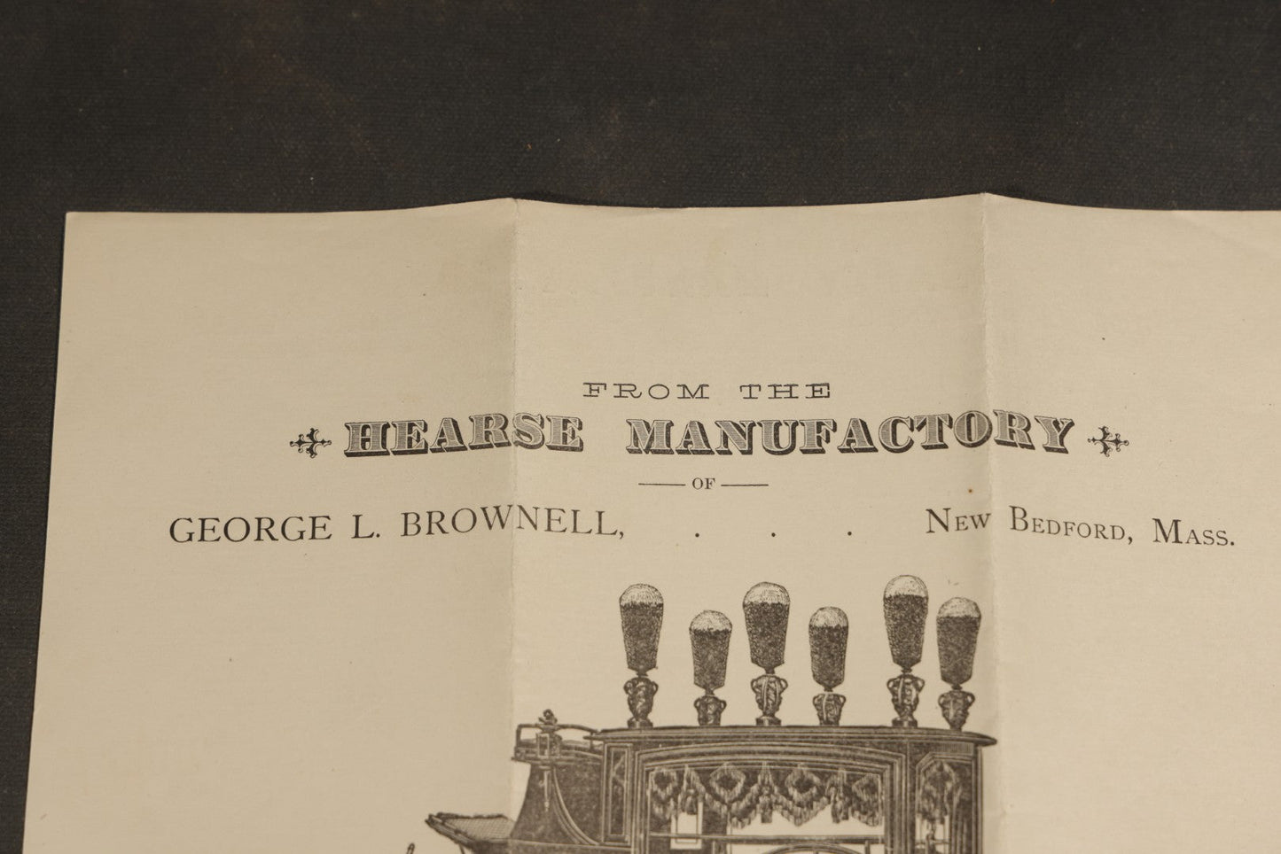 Grouping of Antique George L. Brownell Hearse Manufactory Ephemera including Illustrated Advertising Envelopes, Printed Circular, and Letters to John Pingree of New London, New Hampshire, 1886