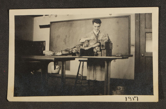 Antique Snapshot Photograph of a Cadaver Dissection at Harvard Dental School, Inscribed Roy Y. Raymond, Gross Anatomy 1917