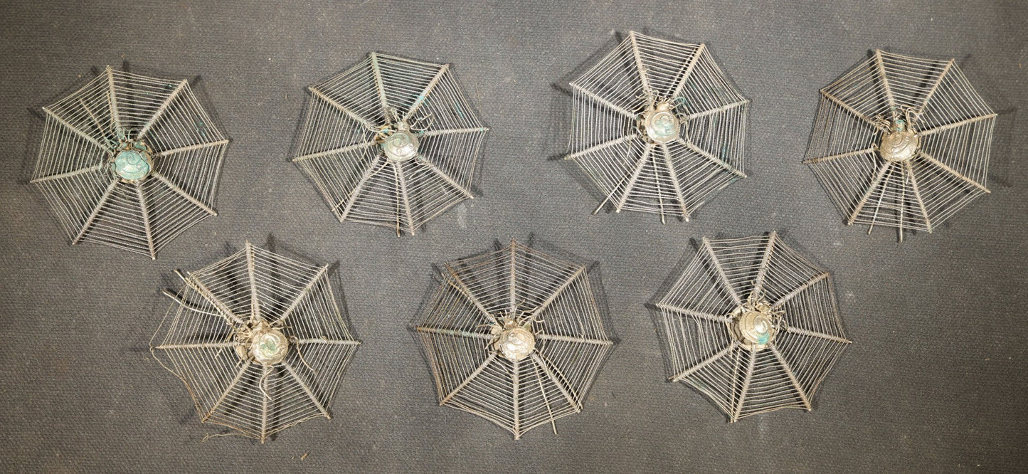 Grouping of Eight Vintage Spider and Web Placecard Holders