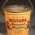 Lot 022 - Antique Sultana Peanut Butter 1 Lb. Tin Pail with Children Graphics and Wire Bail Handle, the Great Atlantic & Pacific Tea Company, New York, 4" H