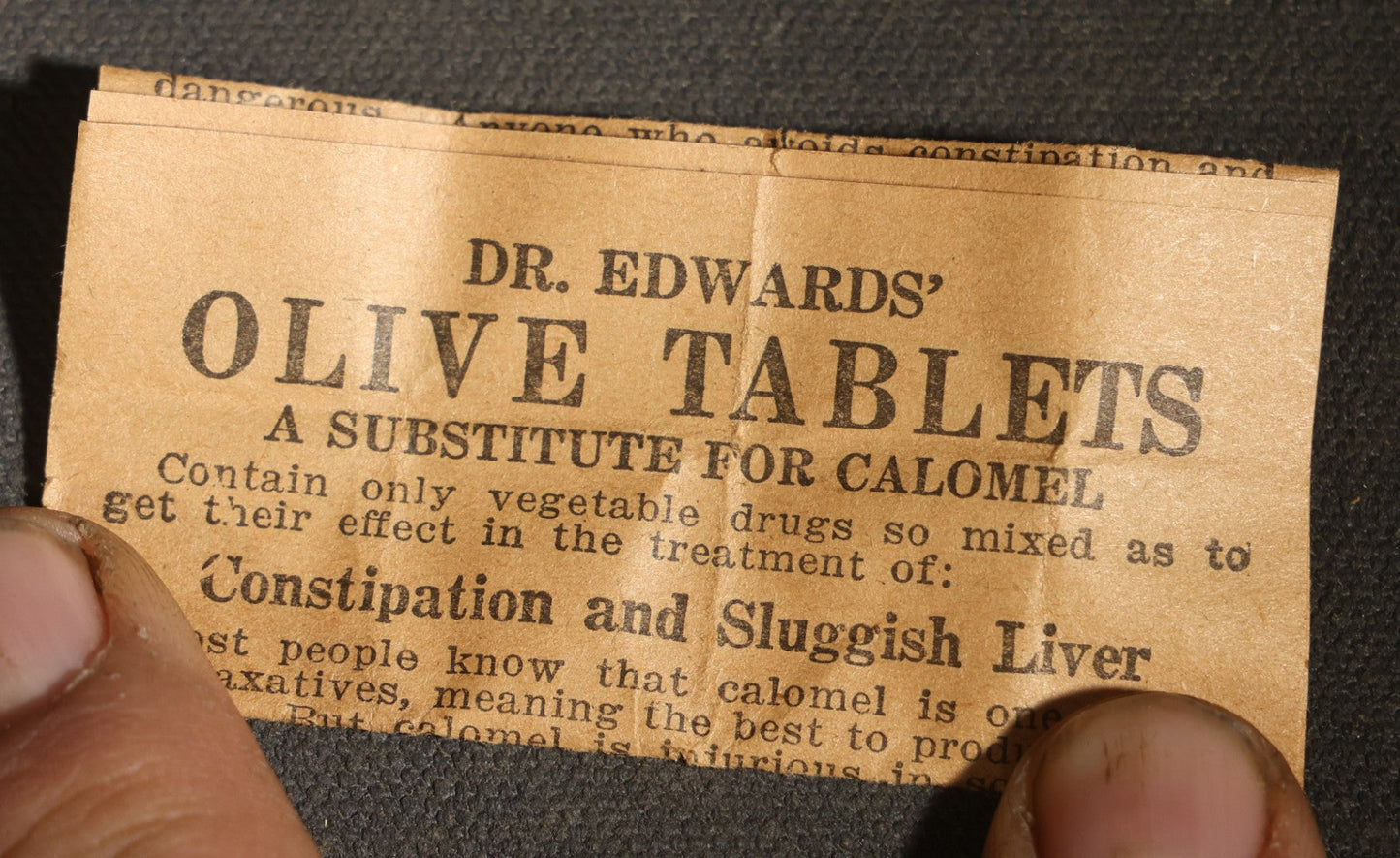Antique Dr. Edwards' Olive Tablets Tin with Whirling Logs Trade Mark and Paper Insert, The Olive Tablet Company, Columbus, Ohio