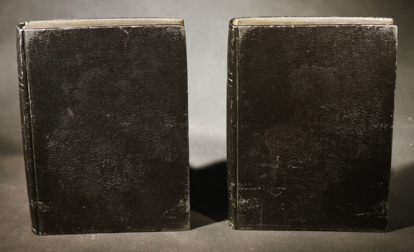 Pair of Antique Figural Bookends with Butterfly-Winged Child Seated Against Book-Form Back