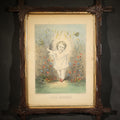 Lot 028 - Antique "Little Butterfly" Hand-Colored Lithograph Print, Published by Currier & Ives, 125 Nassau Street, New York, in Carved Cross-Corner Frame, 16" W x 20" H