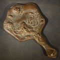 Lot 036 - Antique Art Nouveau Repoussé Copper Hand Mirror with Woman and Water Lily Motif, Note Mirror in Poor Condition, 10" L
