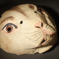 Lot 040 - Antique Hand-Painted Cloth Easter Bunny Rabbit Mask with Cut-Out Eyes, Pink Nose, and Whisker Details