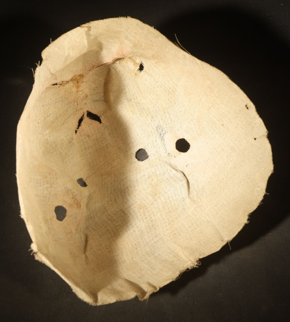 Antique Hand-Painted Cloth Easter Bunny Rabbit Mask with Cut-Out Eyes, Pink Nose, and Whisker Details