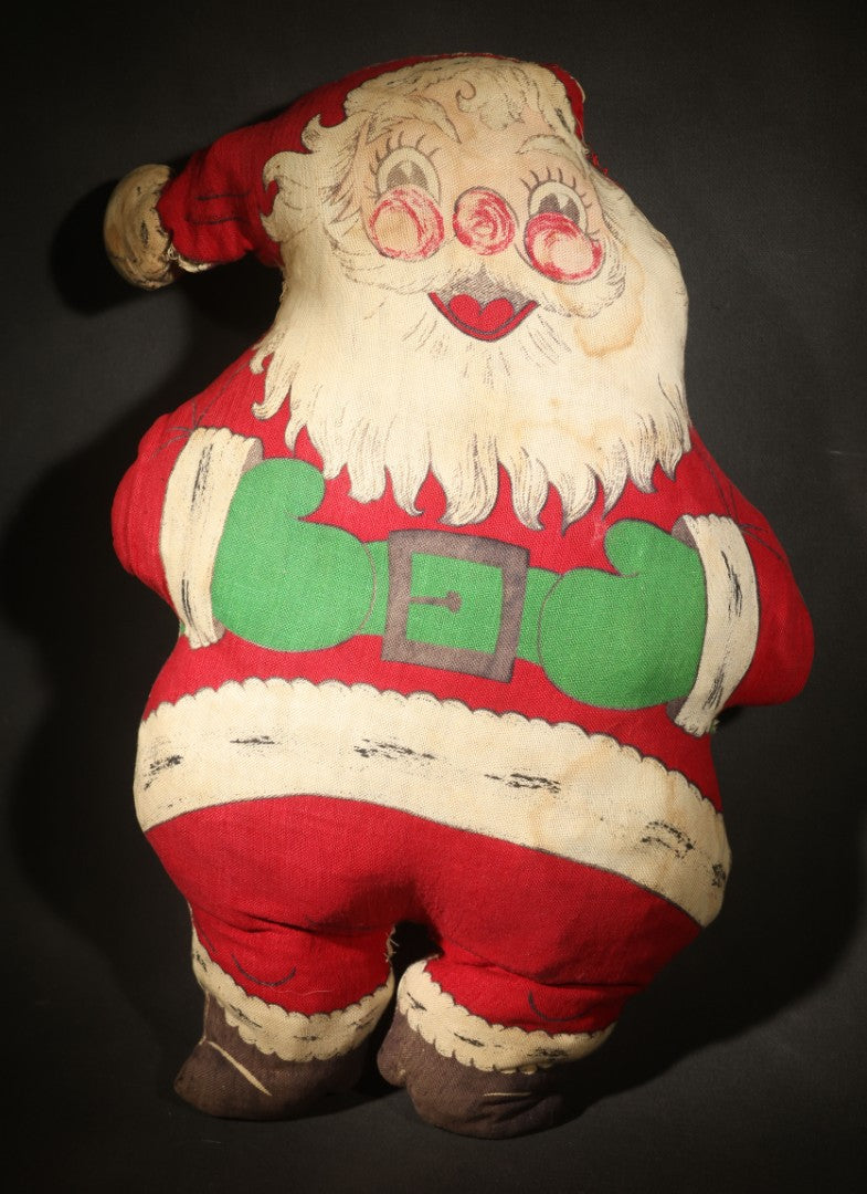 Vintage Printed Fabric Stuffed Santa Claus Doll from Cut-and-Sew Panel