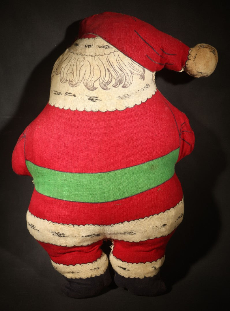 Vintage Printed Fabric Stuffed Santa Claus Doll from Cut-and-Sew Panel