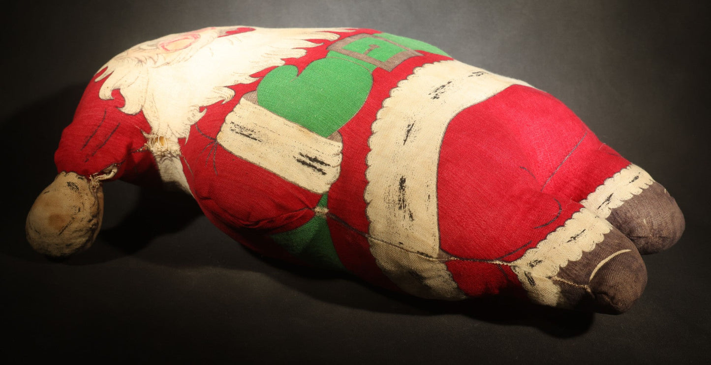 Vintage Printed Fabric Stuffed Santa Claus Doll from Cut-and-Sew Panel