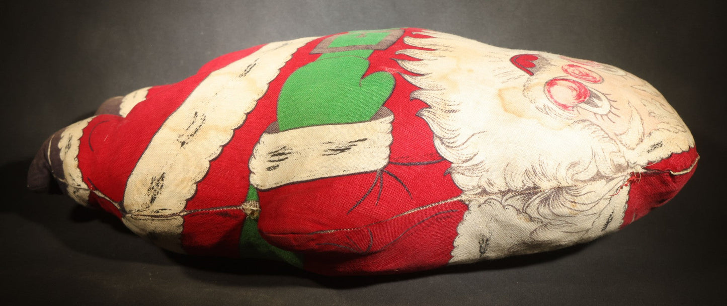 Vintage Printed Fabric Stuffed Santa Claus Doll from Cut-and-Sew Panel