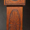 Lot 044 - Antique Folk Art Pyrography Pocket Watch Holder in Miniature Tall Case Clock Form, Dated 1897, 11-3/4" H