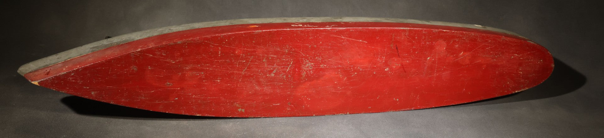 Antique Folk Art Wooden Battleship Model with Original Paint, Missing Some Guns