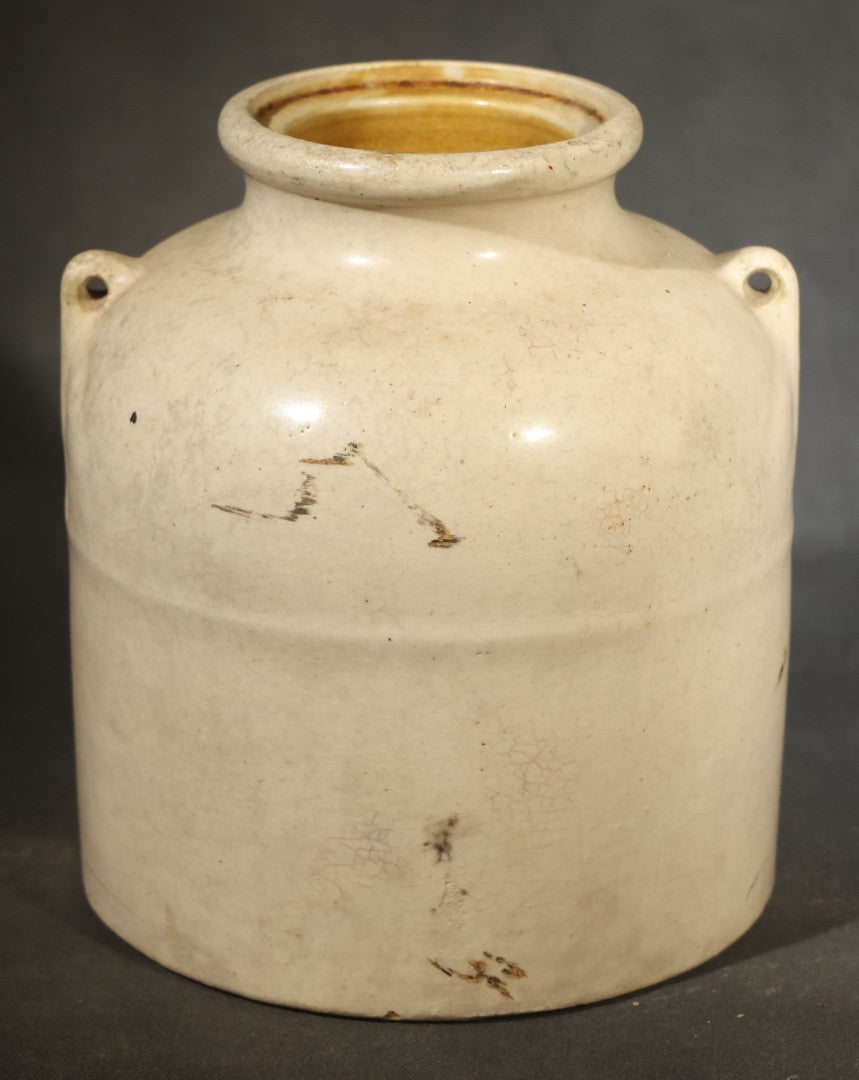 Antique Swift's Arsenate of Lead 5 Lb. Stoneware Crock with Lug Handles, Manufactured by Merrimac Chemical Co., Boston, Massachusetts