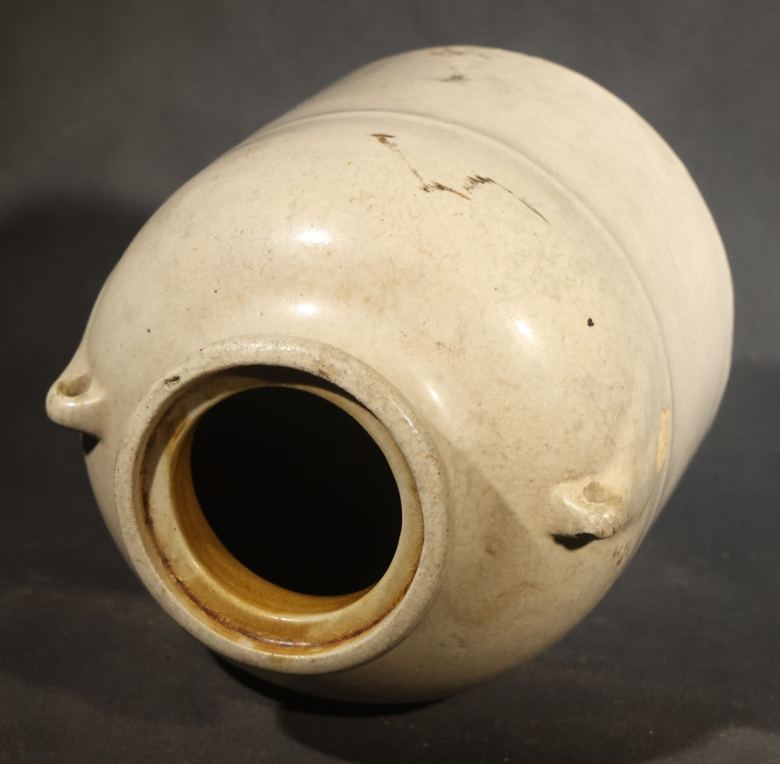 Antique Swift's Arsenate of Lead 5 Lb. Stoneware Crock with Lug Handles, Manufactured by Merrimac Chemical Co., Boston, Massachusetts