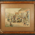 Lot 055 - Antique Framed Louis Wain Chromolithograph Print, "Mrs. Tabitha's Cats Academy" With Anthropomorphic Cats Children Watching Performing Mice Show, 24-3/4" W x 20-3/4" H