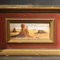 Lot 064 - Vintage Framed Miniature Painting, "Silent Watch" Desert Butte Landscape, Signed Nedra Randall, Albuquerque, New Mexico, 4-5/8" W x 3-1/8" H