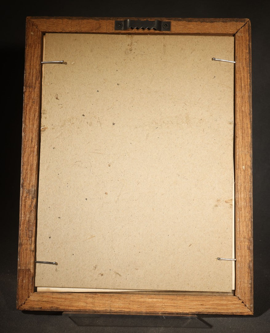 Antique Framed Sepia-Tone Photograph of Birch Trees Along a Forest Path