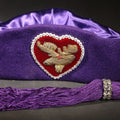 Lot 069 - Vintage Purple Felt Loyal Order of Moose Legion of the Moose Official Legion Tah (Hat) with Gold Bullion Heart Emblem and Purple Tassel, Manufactured by T.C.A., Inc., New London, Ohio