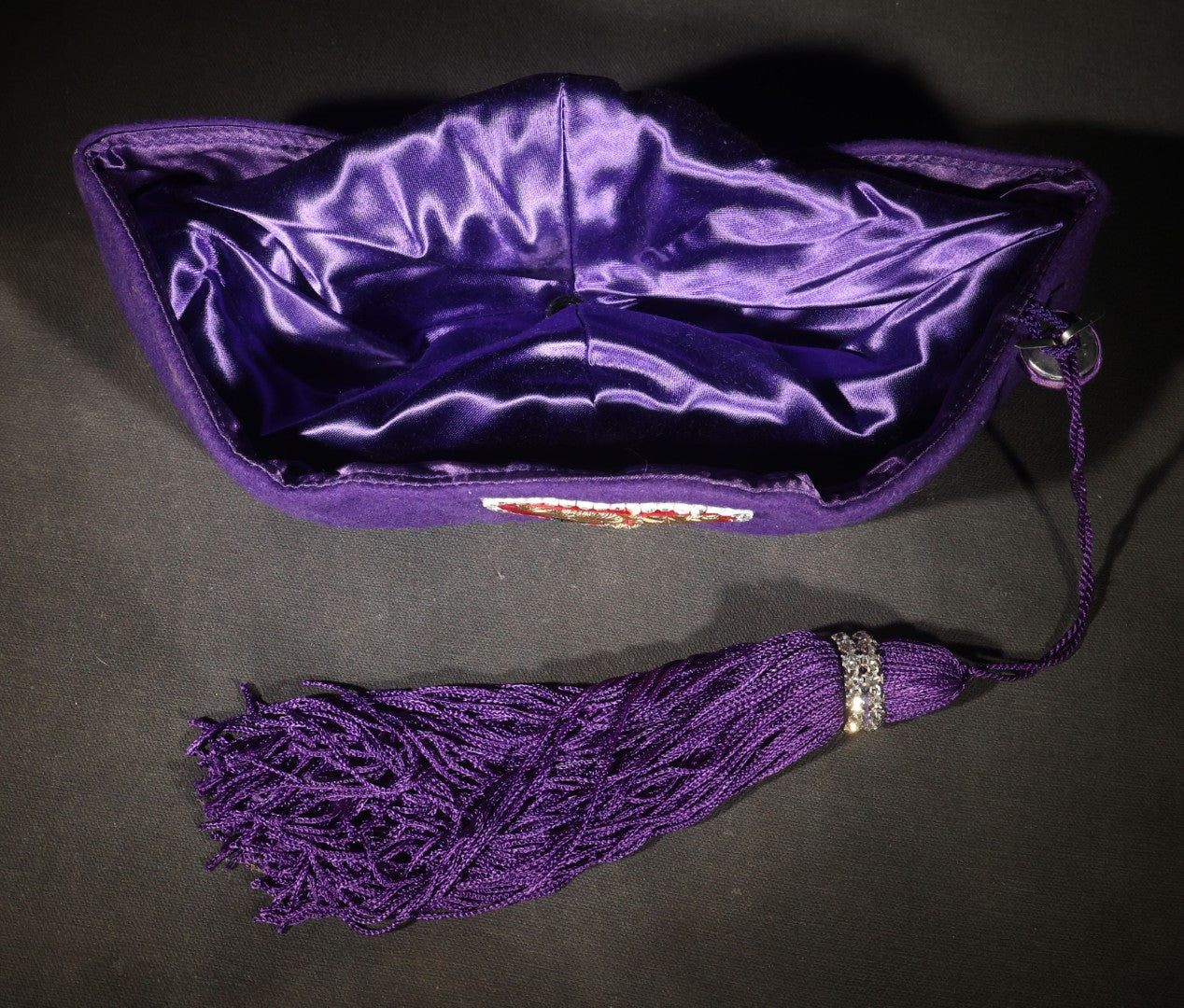 Vintage Purple Felt Loyal Order of Moose Legion of the Moose Official Legion Tah (Hat) with Gold Bullion Heart Emblem and Purple Tassel, Manufactured by T.C.A., Inc., New London, Ohio