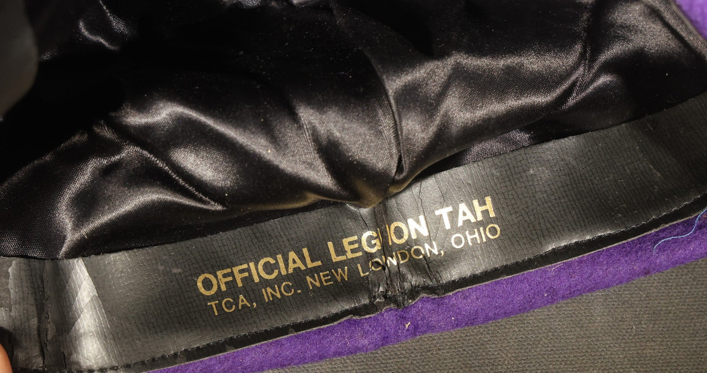 Vintage Purple Felt Loyal Order of Moose Legion of the Moose Official Legion Tah (Hat) with Gold Bullion Heart Emblem and Purple Tassel, Manufactured by T.C.A., Inc., New London, Ohio
