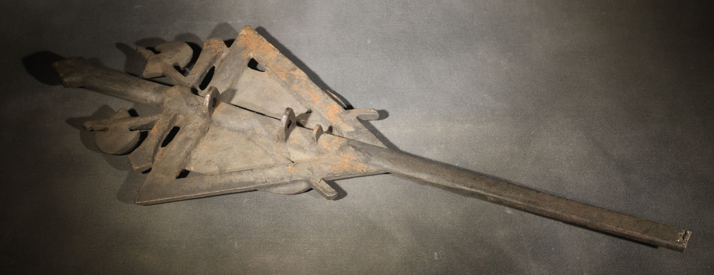 Antique Cast Iron Knights of Pythias Grave Marker with F.C.B. and K. of P. Emblems, Note Broken Stake