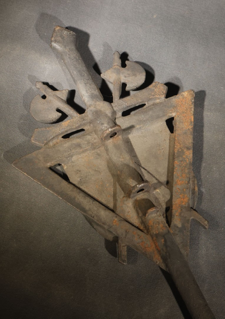 Antique Cast Iron Knights of Pythias Grave Marker with F.C.B. and K. of P. Emblems, Note Broken Stake