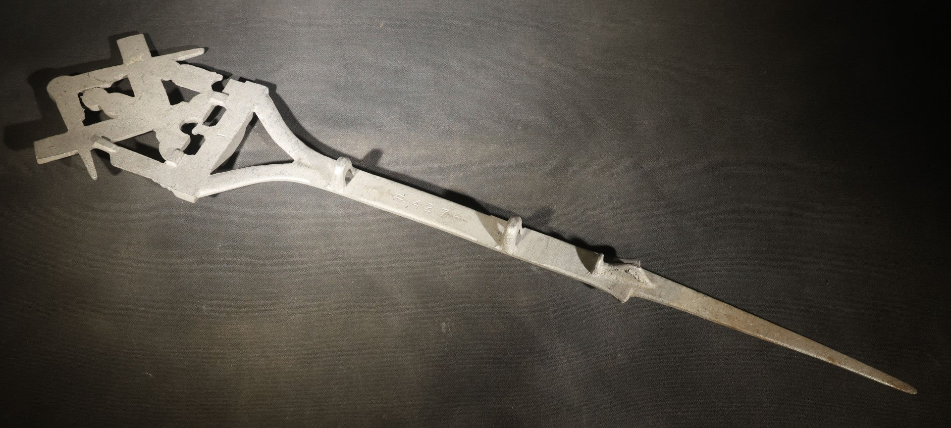 Antique Cast Aluminum Masonic Grave Marker with Square, Compass, and Pillar