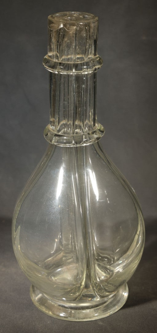 Vintage Four-Chamber Glass Decanter Bottle, Made in France, Note Chips