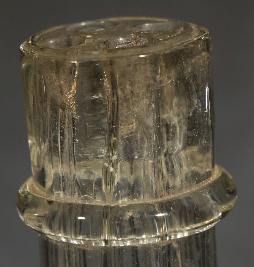 Vintage Four-Chamber Glass Decanter Bottle, Made in France, Note Chips