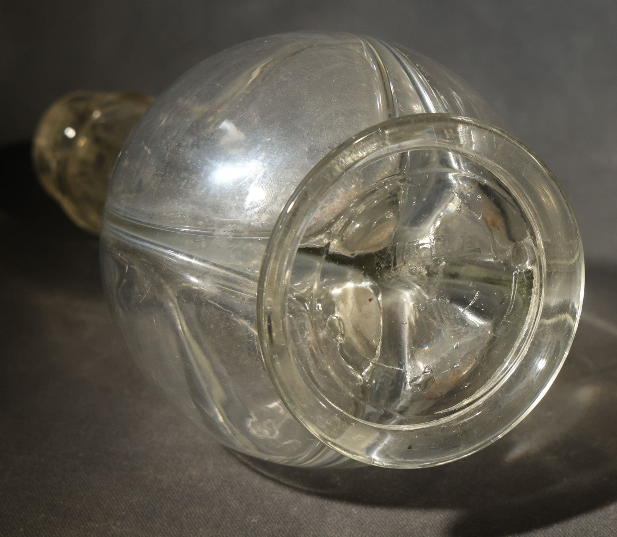 Vintage Four-Chamber Glass Decanter Bottle, Made in France, Note Chips