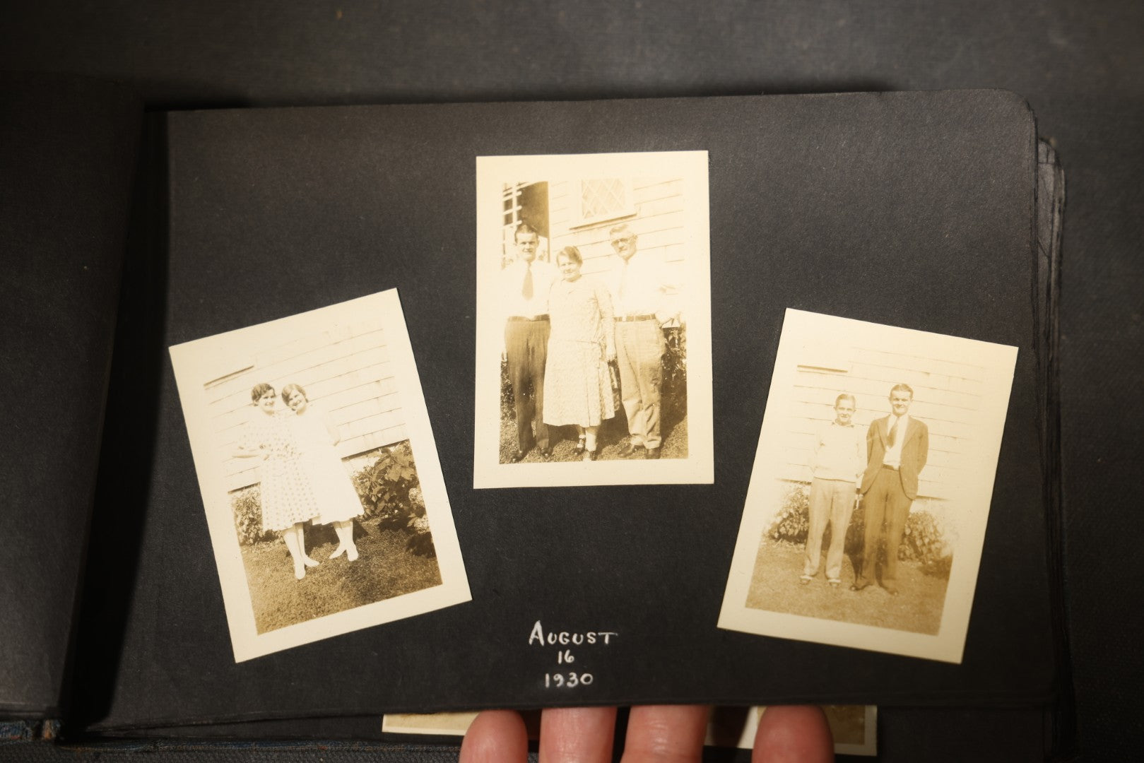 Vintage Snapshot Photo Album Containing 100+ Photographs, 1930-1934, including Onset Wharf, Massachusetts, Fishing, and Family Gatherings