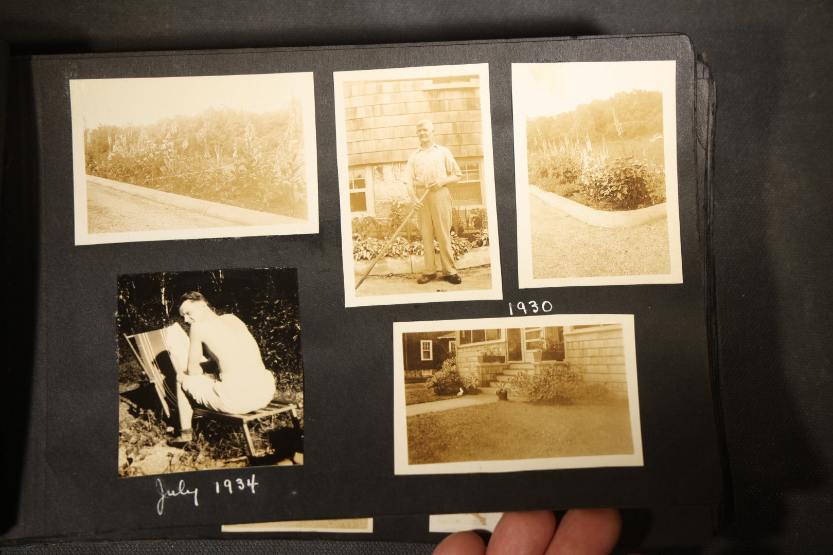 Vintage Snapshot Photo Album Containing 100+ Photographs, 1930-1934, including Onset Wharf, Massachusetts, Fishing, and Family Gatherings
