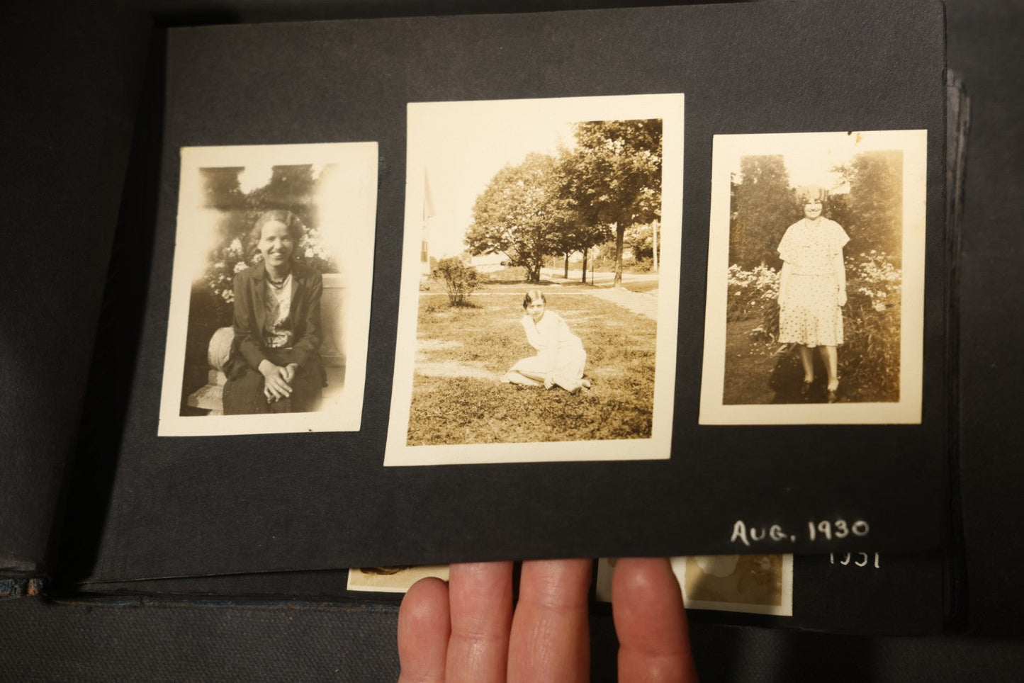 Vintage Snapshot Photo Album Containing 100+ Photographs, 1930-1934, including Onset Wharf, Massachusetts, Fishing, and Family Gatherings