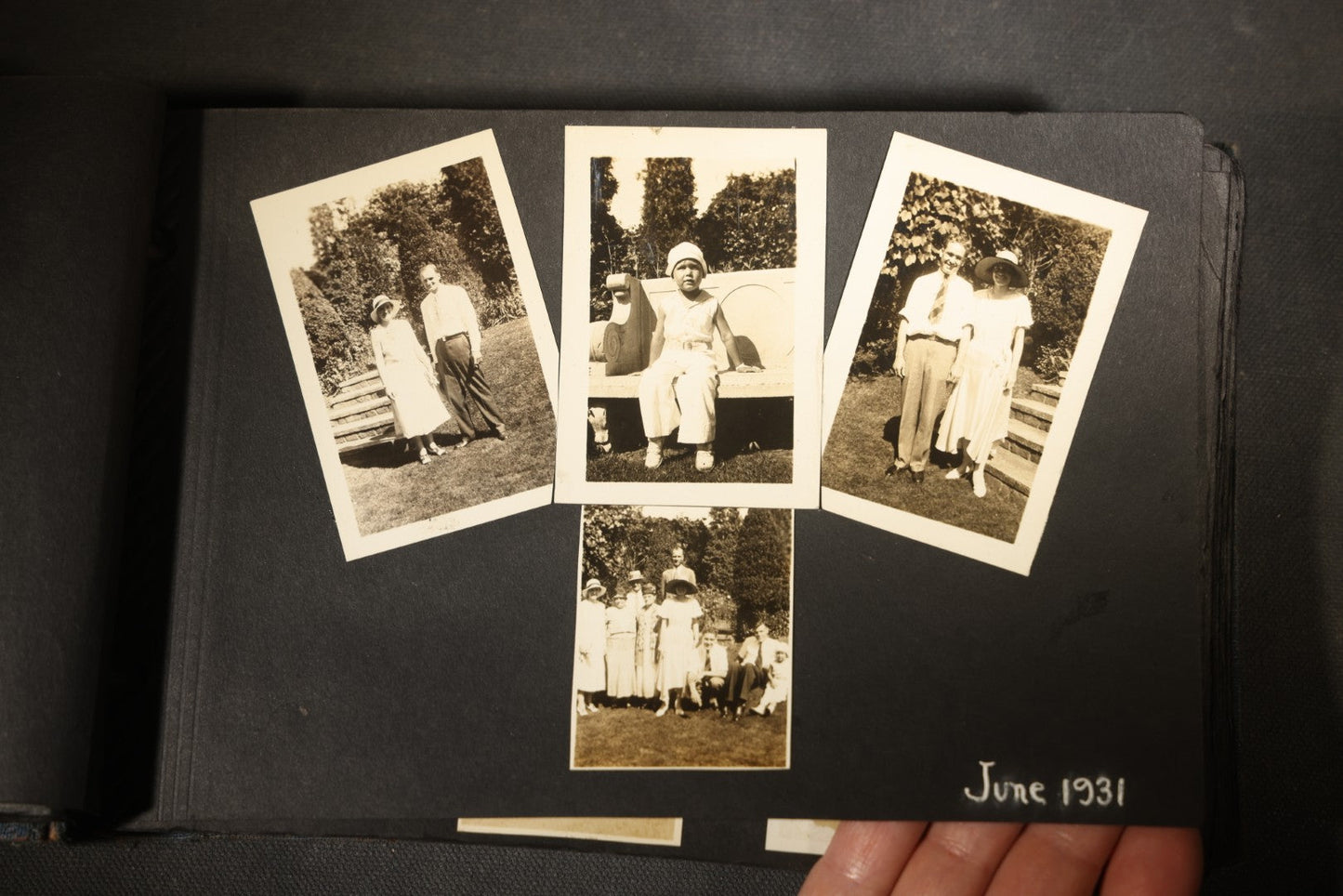 Vintage Snapshot Photo Album Containing 100+ Photographs, 1930-1934, including Onset Wharf, Massachusetts, Fishing, and Family Gatherings