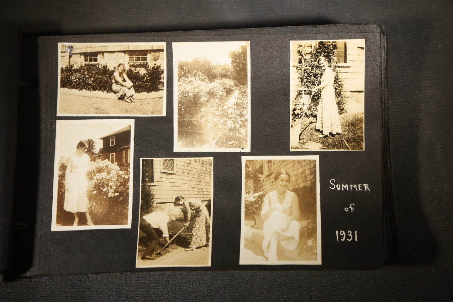 Vintage Snapshot Photo Album Containing 100+ Photographs, 1930-1934, including Onset Wharf, Massachusetts, Fishing, and Family Gatherings