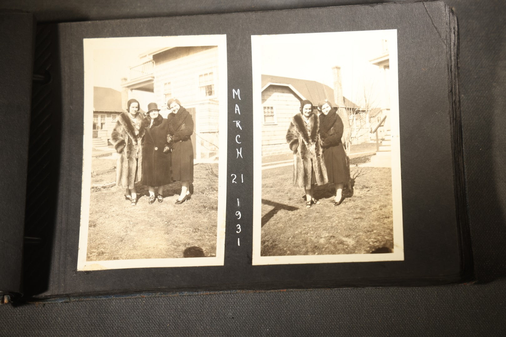 Vintage Snapshot Photo Album Containing 100+ Photographs, 1930-1934, including Onset Wharf, Massachusetts, Fishing, and Family Gatherings