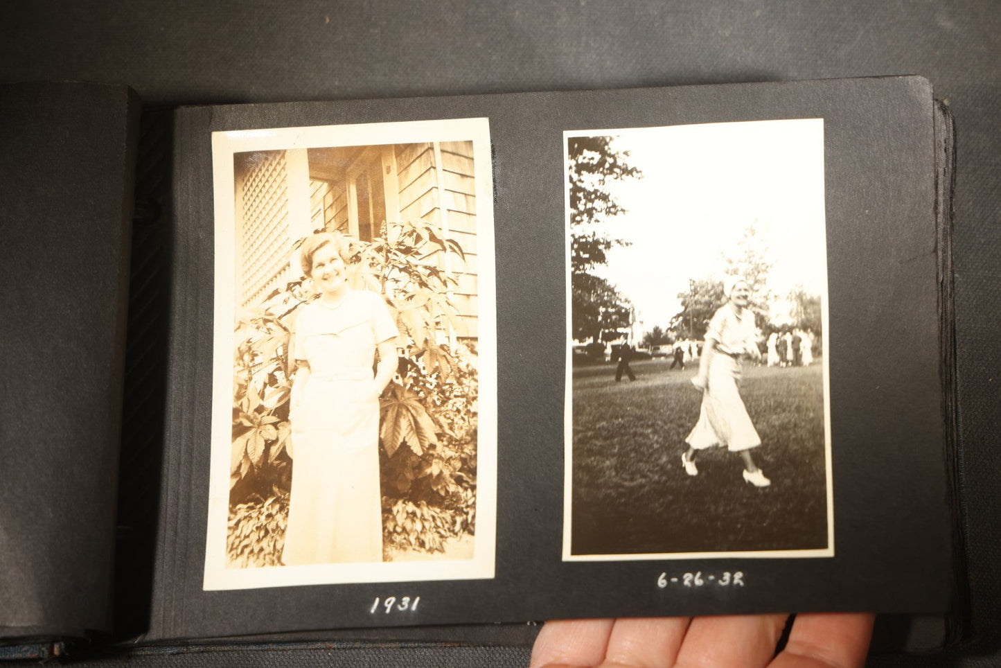Vintage Snapshot Photo Album Containing 100+ Photographs, 1930-1934, including Onset Wharf, Massachusetts, Fishing, and Family Gatherings